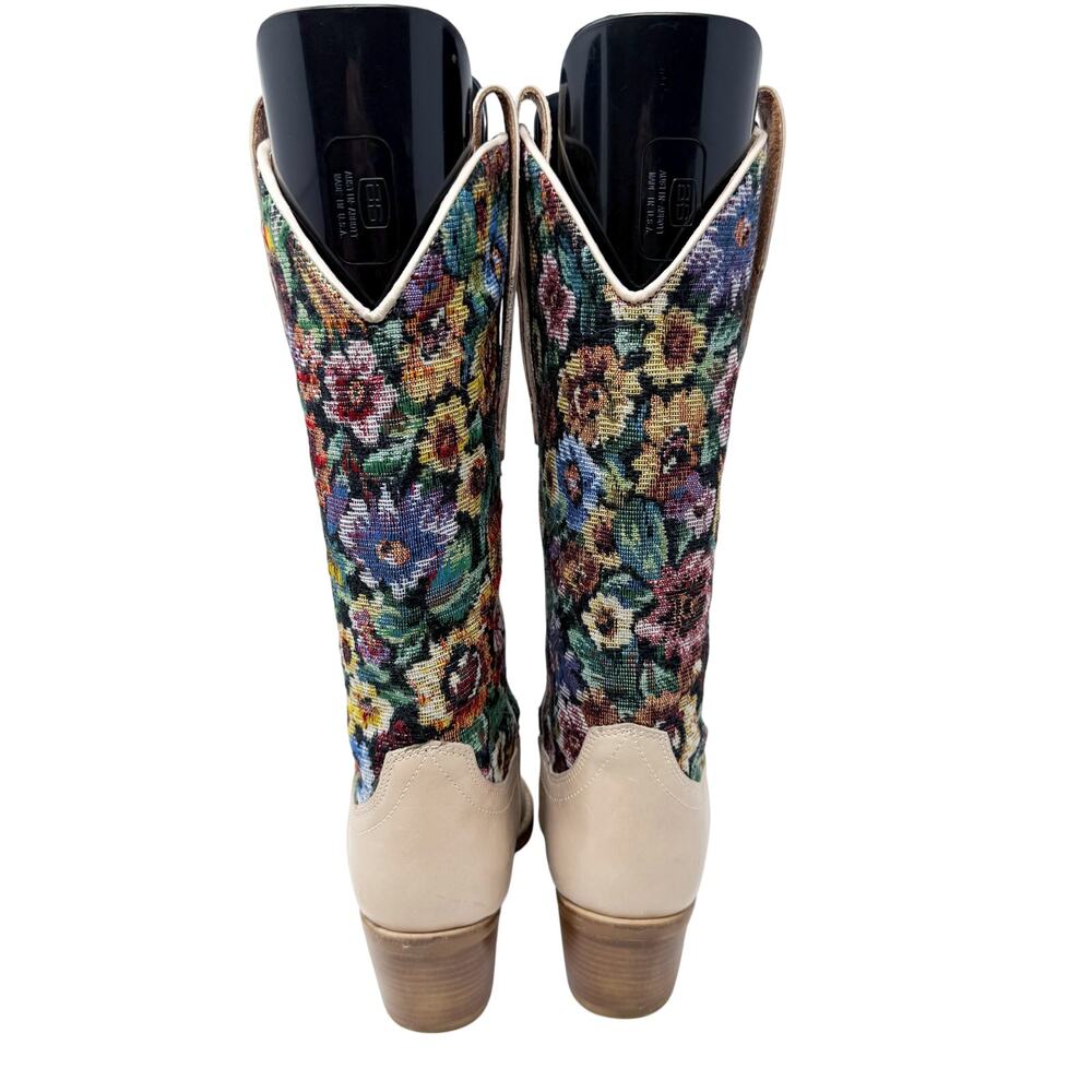 Jeffrey Campbell Tan/Multicolor Leather & Tapestry Western Boots Size 7 Pull On - Picture 4 of 8
